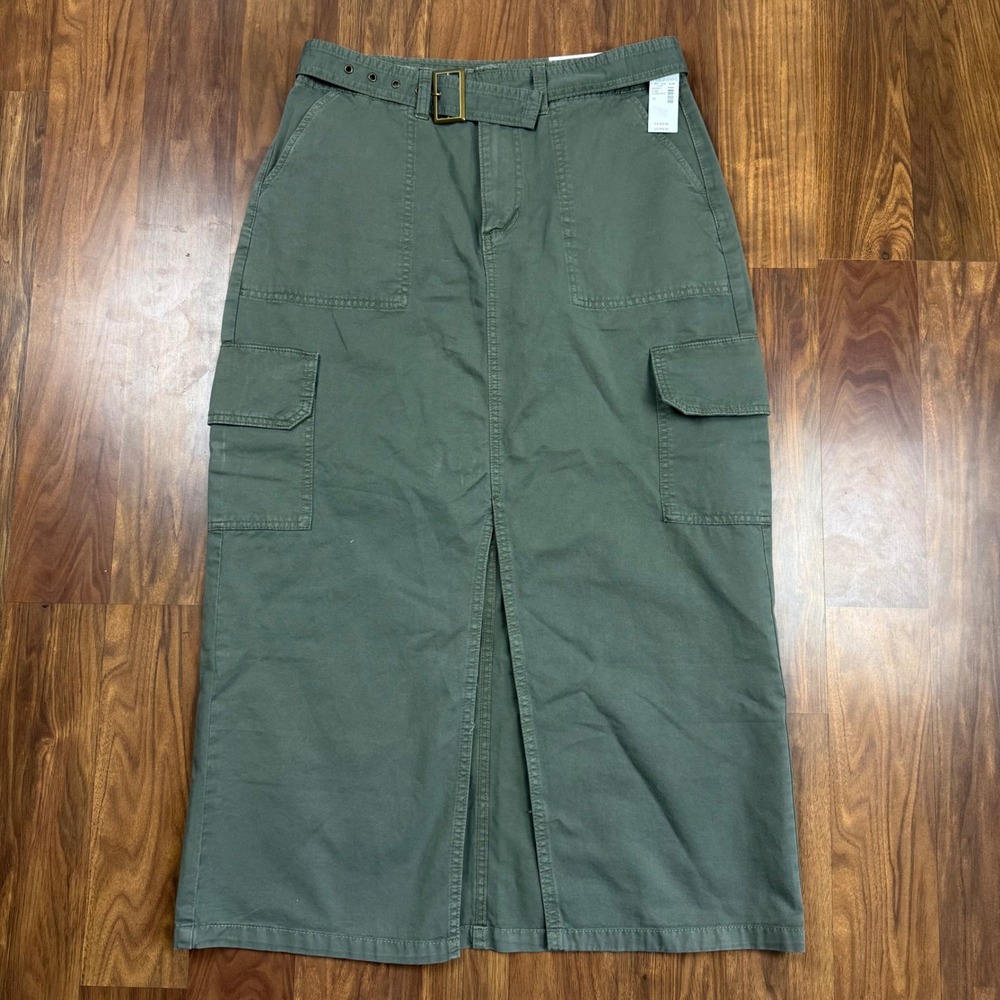 Maurices Olive Green Belted Cargo Maxi Skirt High Rise Utility Gorpcore Size 10